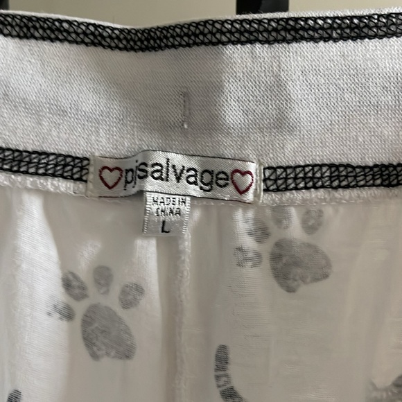 PJ Salvage Sz L Cuffed White & Black Cat Print Pajama Pants Only - Picture 6 of 13